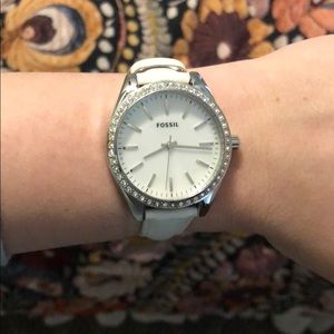 Fossil white leather watch